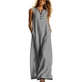 thumbnail image 4 of CHUMUD Robes d'Été pour Femmes Sans Manches à Col en V, Robe Maxi à Demi-Boutonnage, Coupe Ample Décontractée, 4 of 8