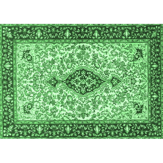 Ahgly Company Indoor Rectangle Persian Emerald Green Traditional Area Rugs, 5' x 8'