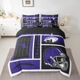thumbnail image 2 of jejeloiu American Rugby Ball 7-Piece Twin Bedding Sets,Purple Football Helmet Bedding Comforter Set For Bots Teens Reversible, 2 of 8