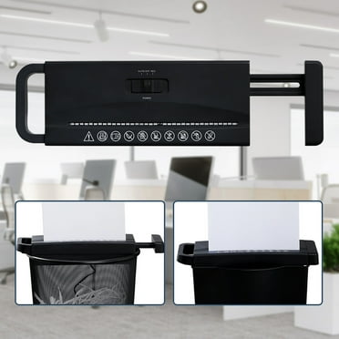 Yyuenw Portable Automatic Paper Shredder Manual Shredder Documents Paper Cutting Tool Home Office Desktop Stationery,No Basket, Portable with Extendable Arm, Black
