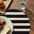 thumbnail image 3 of Black Beige Striped Round 13 Inch Placemats Set of 8, Vintage Geometric Line Simple HeatResistant Non Slip Place Mats for Dining Table, Wipeable Braided Kitchen Table Mats for Housewarming, 3 of 9
