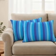 Blue Ombre Striped Outdoor Waterproof Pillow Covers, Modern Abstract ...
