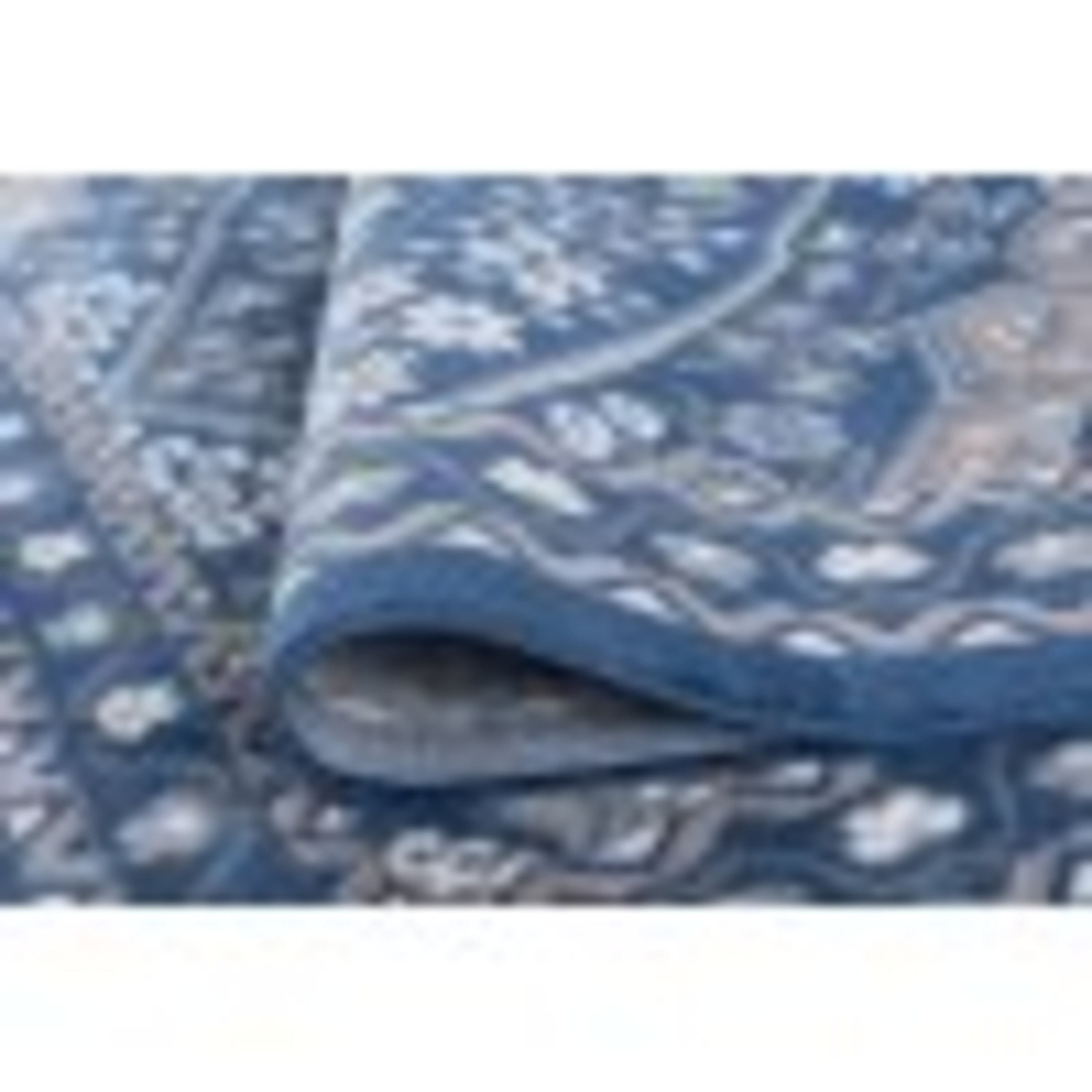 Hampton Traditional 9' x 12.6' Navy and Gray Polypropylene Indoor Area Rug