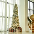thumbnail image 2 of HOMCOM 9FT Prelit Snow Flocked Christmas Tree w/ Light, Xmas Decor Green, 2 of 10