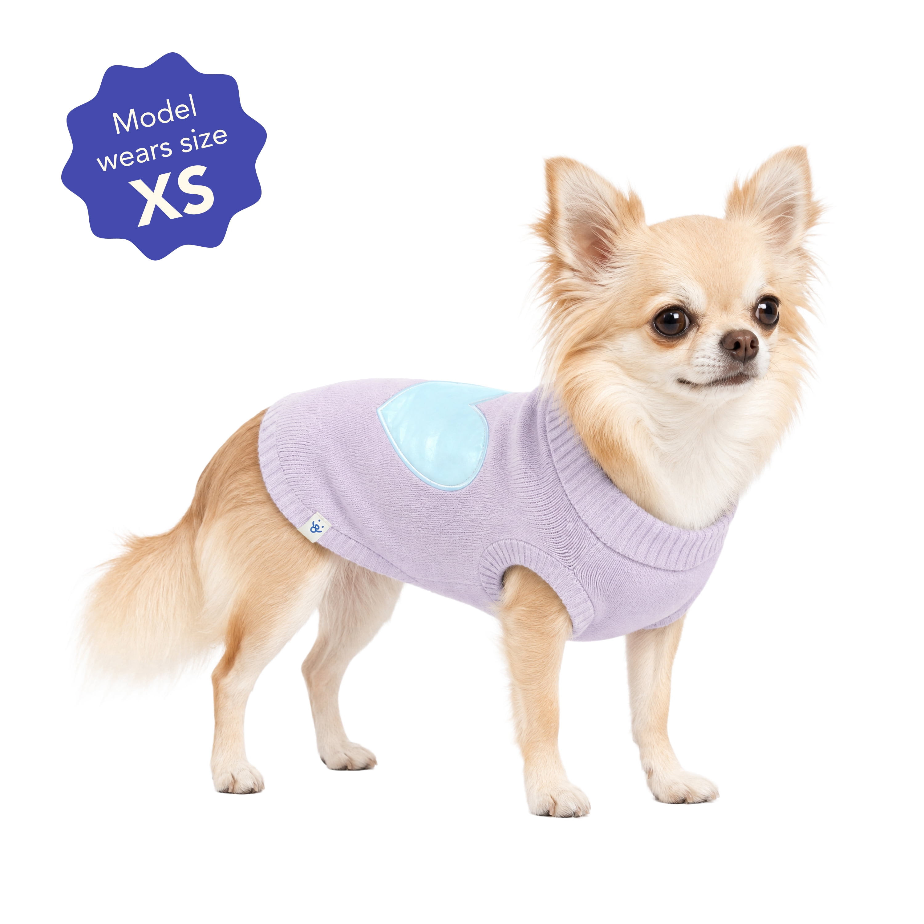 Oodles Iridescent Heart Fall Dog Sweater, Purple, XS