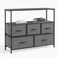 thumbnail image 4 of Resenkos TV Stand for Bedroom with Drawers,Entertainment Center with Open Display Metal Shelf 5 Fabric Storage Dresser Chest of Drawers，Gray, 4 of 8