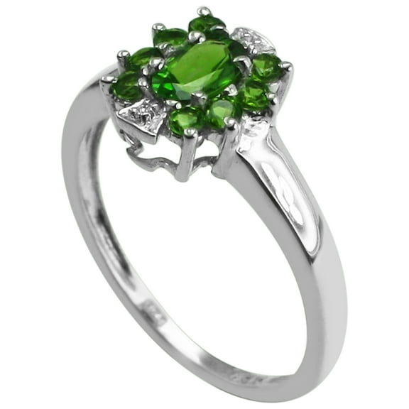 0.82 Ctw Chrome Diopside 925 Sterling Silver Art Deco Women Ring Size US- 7