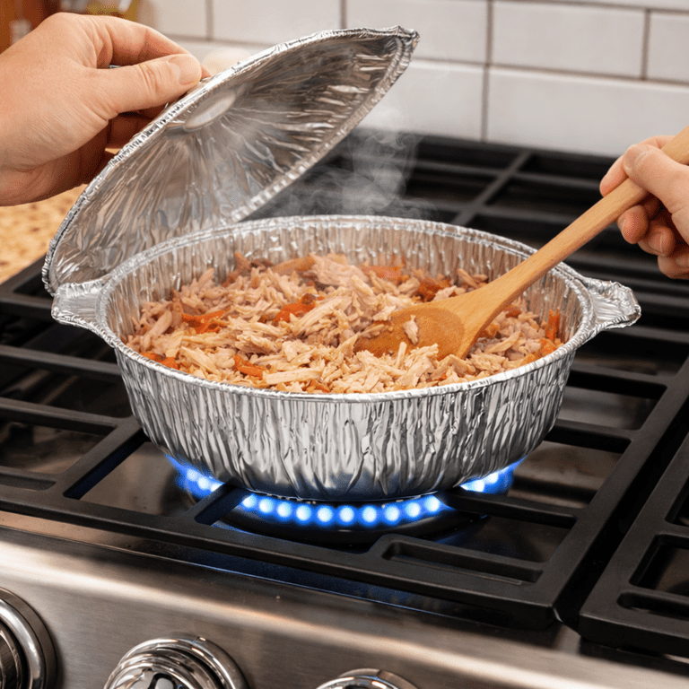 Jet Foil Disposable Aluminum 4Qtz, Medium Pot With Lid Good to use