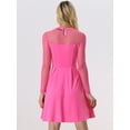 thumbnail image 4 of Vestido corto de una línea de fiesta de patinadora transparente de malla con lunares de corazón para mujer Rosa Caliente XL, 4 of 6