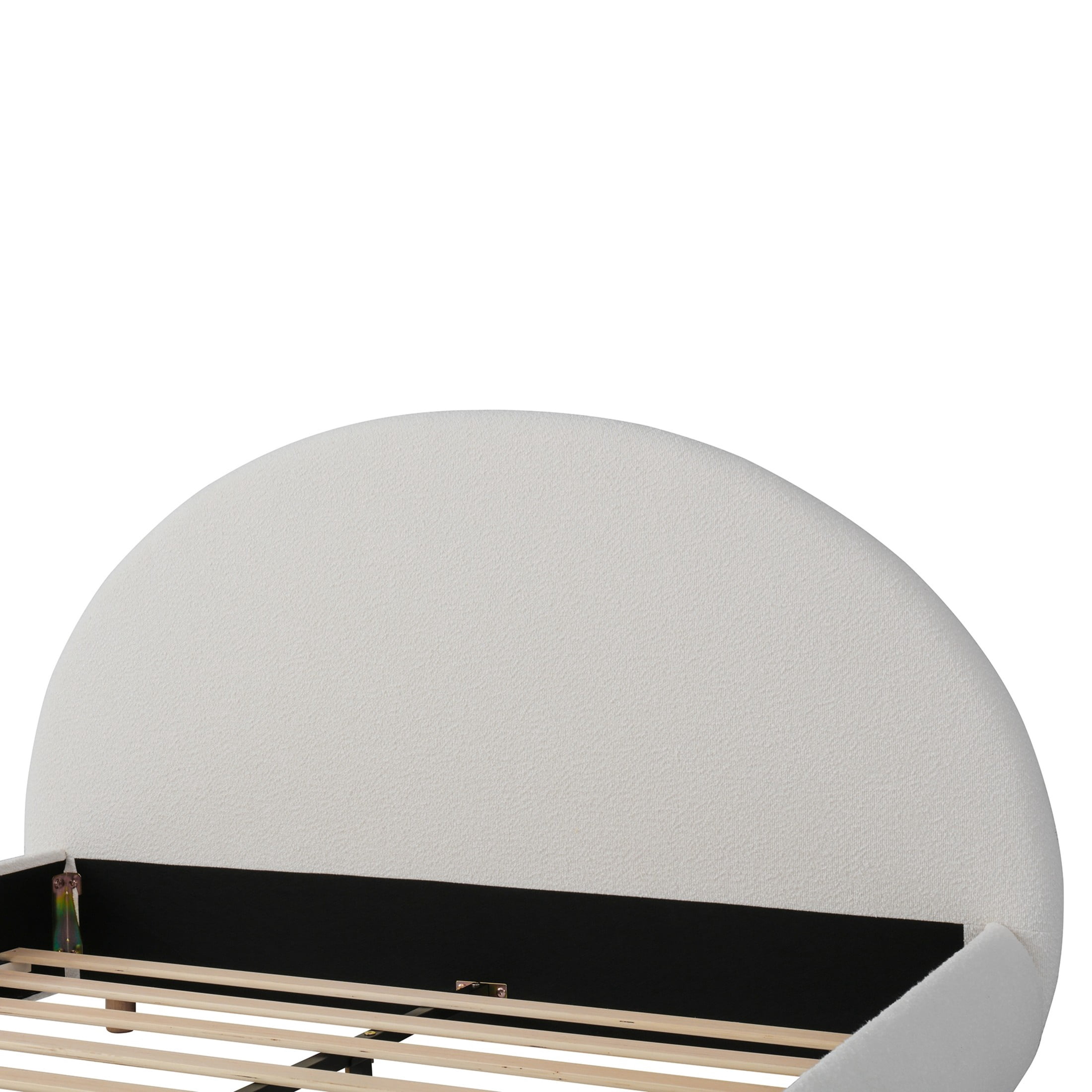 Christopher Knight Home Modern Boucle Upholstered Platform Bed with Arched Headboard, Queen Size, White