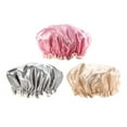 thumbnail image 1 of Shisuyan 3 Pcs Bonnets de Douche en Satin Imperméables Chapeaux de Bain Réutilisables pour Femmes, 1 of 8