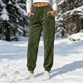 thumbnail image 6 of Women's Velvet Jogger Pants Elastic High Waist Casual Soft Velour Sweatpants with Pockets Fall Winter Daily Party Pants Fashion Bottoms Army Green, 6 of 9