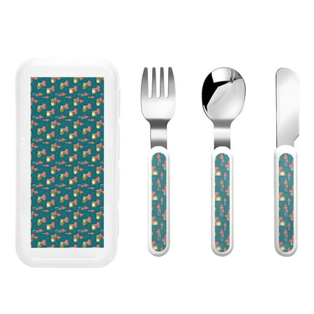 

Picia Frog and Mushrooms Print Children s Knife Fork And Spoon Set - Kids’ Knife Fork Spoon - Stainless Steel Kids Silverware Set - Metal Kids Cutlery Set