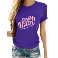 thumbnail image 1 of UKAP Ladies Tee Crew Neck T-Shirt Baby Print Tops Loose Fit Work Shirt Purple L, 1 of 2