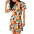 thumbnail image 2 of Fotbe Fall Maple Leaves Bata de Dormir para Mujer con Estampado, Camisón de Algodón de Manga Corta, Ropa de Dormir Casual, 2 of 6