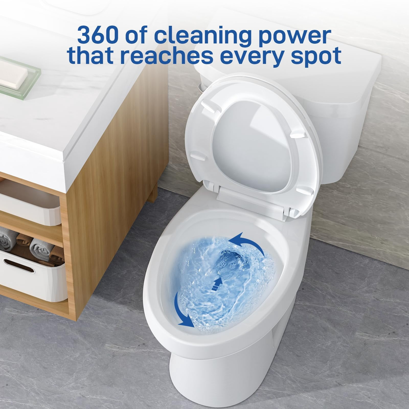 Huloretions Two-Piece Toilets for Bathrooms, Elongated Toilets with Soft Close Seat, Power Flush 1.28 GPF Toilet with Universal ADA Height