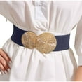 thumbnail image 2 of Wancir Women Wide Stretchy Waist Belt with Round Buckle Retro Cinch Elastic Waistband for Ladies Dress Decoration, 2 of 5