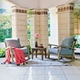 thumbnail image 5 of Cambridge Casual  Leon Teak Outdoor Rocking Chair with Cushion Weathered Teak/Blue Spruce Cushion, 5 of 5