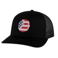 thumbnail image 5 of Baseball Trucker Hat - Embroidered American Flag Baseball - Patriotic Snapback Mesh Cap (RoyalBlue), 5 of 9