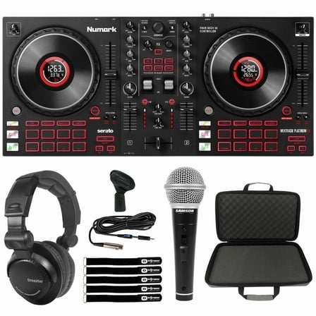 Numark Mixtrack Platinum FX 4-Deck DJ Controller with Clutch Stingray Performance DJ Headphones Package