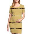 thumbnail image 2 of Ovzne Robes pour Femmes 2025 Robe pour Femme Jupe de Maternité Plissée Imprimée à la Mode pour Femme à Manches Courtes Col Rond Robe Mi-Mollet Robe d'Été à Manches Courtes Imprimée Liquidation, 2 of 6