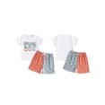 thumbnail image 3 of Aojekbee Toddler Boy 4th of July Outfit Letter Print Short Sleeve T-Shirt with Star Stripe Shorts for Independence Day, 3 of 10