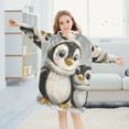 thumbnail image 5 of joogoo Wearable Blanket Hoodie for Kids Cute Penguins Flannel Oversized Sweatshirt 3-14 Years L, 5 of 7