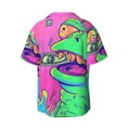 thumbnail image 2 of Fotbe Psychedelic Cartoon Frog print Short Sleeve Button Down Shirts for Men Casual Summer Beach Wrinkle Free Shirt-XX-Large, 2 of 7