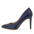 thumbnail image 2 of FSJ Women Classic High Heel Pointed Toe Pumps Fashion Stiletto Heel Slip On Ladies Office Dress Shoes Size 8 Navy Blue, 2 of 4