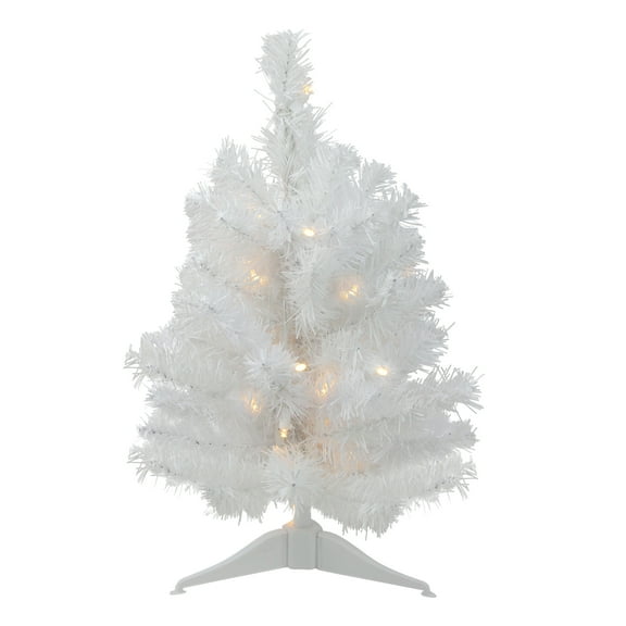 Northlight Pre-Lit Medium Snow White Pine Artificial Christmas Tree - 18" - Clear LED Lights