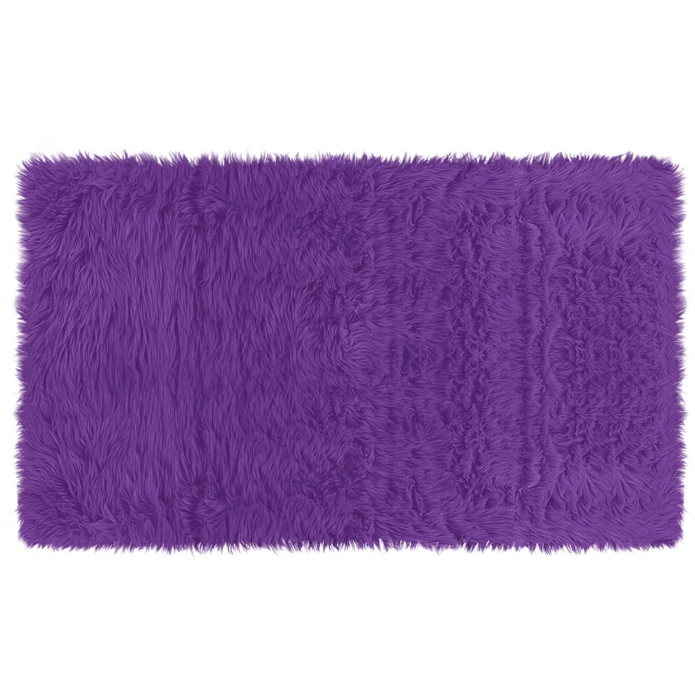 Deluxe Soft Faux Sheepskin Fur Series Indoor Shag Area Rug Purple 3' x