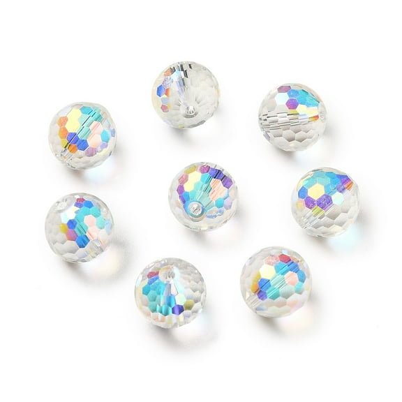 100pc Glass K9 Glass Imitation Austrian Crystal Beads Faceted(128 Facets) Round Clear AB 10mm Hole: 1.5mm