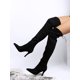 thumbnail image 1 of Women's Fashionable Black Suede Pointed Toe Over-the-knee High Heel Boots, 1 of 5