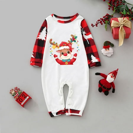 

NEGJ Christmas Baby Matching Family Pajamas Sets Christmas PJ s With Print And Plaid Printed Long Sleeve