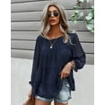thumbnail image 1 of Round Neck Clip Dot Tiered Ruffle Long Sleeve Flowy Blouse for Women, 1 of 3