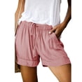 thumbnail image 1 of Pantalones cortos de verano para mujer, cintura elástica, cierre de cordón, cintura media, pantalones cortos de estilo casual con bolsillos laterales, rosa M, 1 of 4
