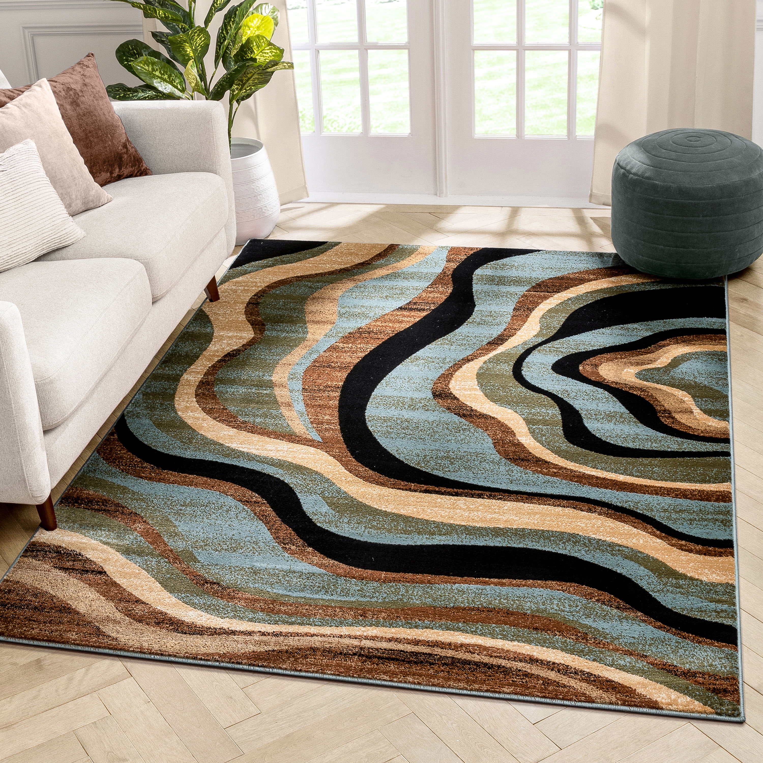 New Modern Rugs Swing Wave Pattern Small Extra Large Bedroom Living Room Rug 