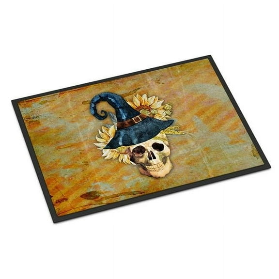 Day of the Dead Witch Skull  Doormat 18x27