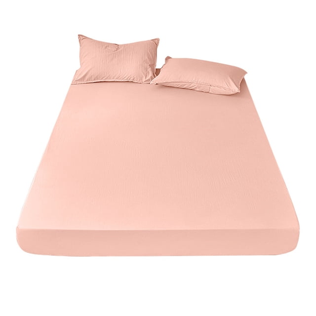 Clearance! Solid Color Japanese Yarn Dyed Single Bed Cover Pillowcase Set Bed Sheet and Pillow Case + 1 Pair