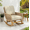 24.8" Beige, variant on Euroco Modern Wicker Rocking Chair with Cushions, PE Rattan Patio Rocker with Wooden Frame for Indoor & Outdoor Use