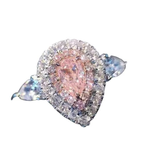 HeartsAndYou 4ct Pear Cut Natural Sapphire Moissanite Dual Halo Ring 14k SOLID White Gold