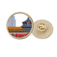 thumbnail image 1 of Chine Tian'anmen Temple Point de Repère Motif Rond Métal Broche d'Or Clip, 1 of 3