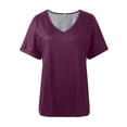 thumbnail image 5 of Trendy Plus Size Women's T-Shirt V Neck Casual Summer Top for Everyday Wear Comfortable Fashion Piece Women's Crew Neck Shirt Basic Short Sleeves Summer T Shirt Tops, 5 of 5