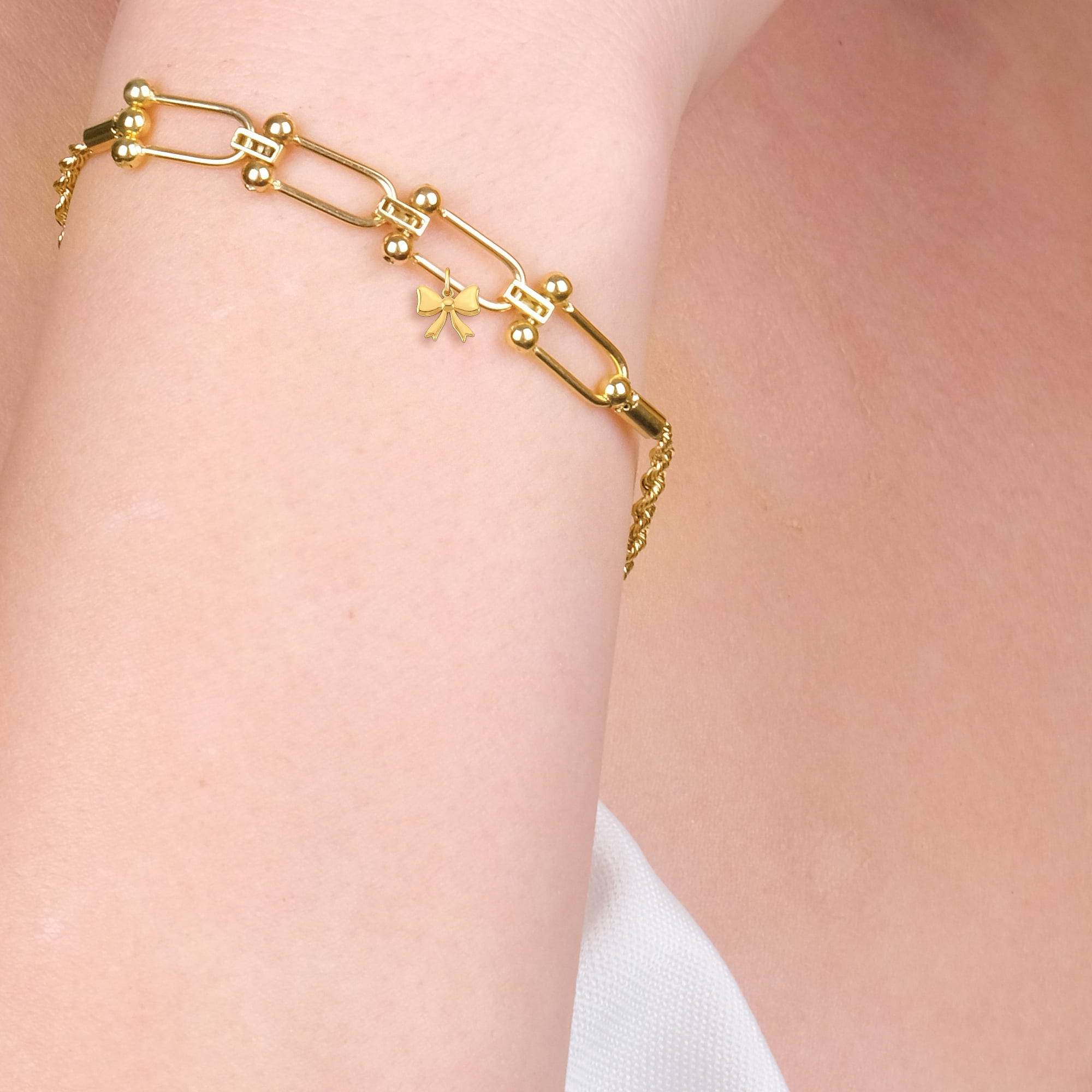 Golden Fire Solid 10K Gold Bow Charm - Classic Gift for Women
