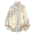 thumbnail image 4 of Men's Turtleneck Cable Knit Sweater Long Sleeve Chunky Casual Pullover Top, 4 of 6