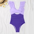thumbnail image 5 of Women's One Piece Bikini Swimsuit Fashion Color Block with Removable Bra Pads No Underwire for Beach Swimming Vacation,Purple,L, 5 of 7