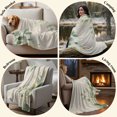 thumbnail image 4 of Flannel Throw Blanket for Couch Sofa Bed, Green Plant on Vintage Linen Soft Cozy Warm Fuzzy Blanket 40x50in, 4 of 9