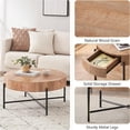 thumbnail image 3 of Table Basse, 31.9 Pouces Table Centrale Ronde Rustique, avec Deux Tiroirs, Assemblage Facile, pour Salon, Bureau, 3 of 5