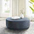 thumbnail image 3 of Pasargad Home Amalfi Swivel Base Modern Ottoman, Blue, 3 of 4