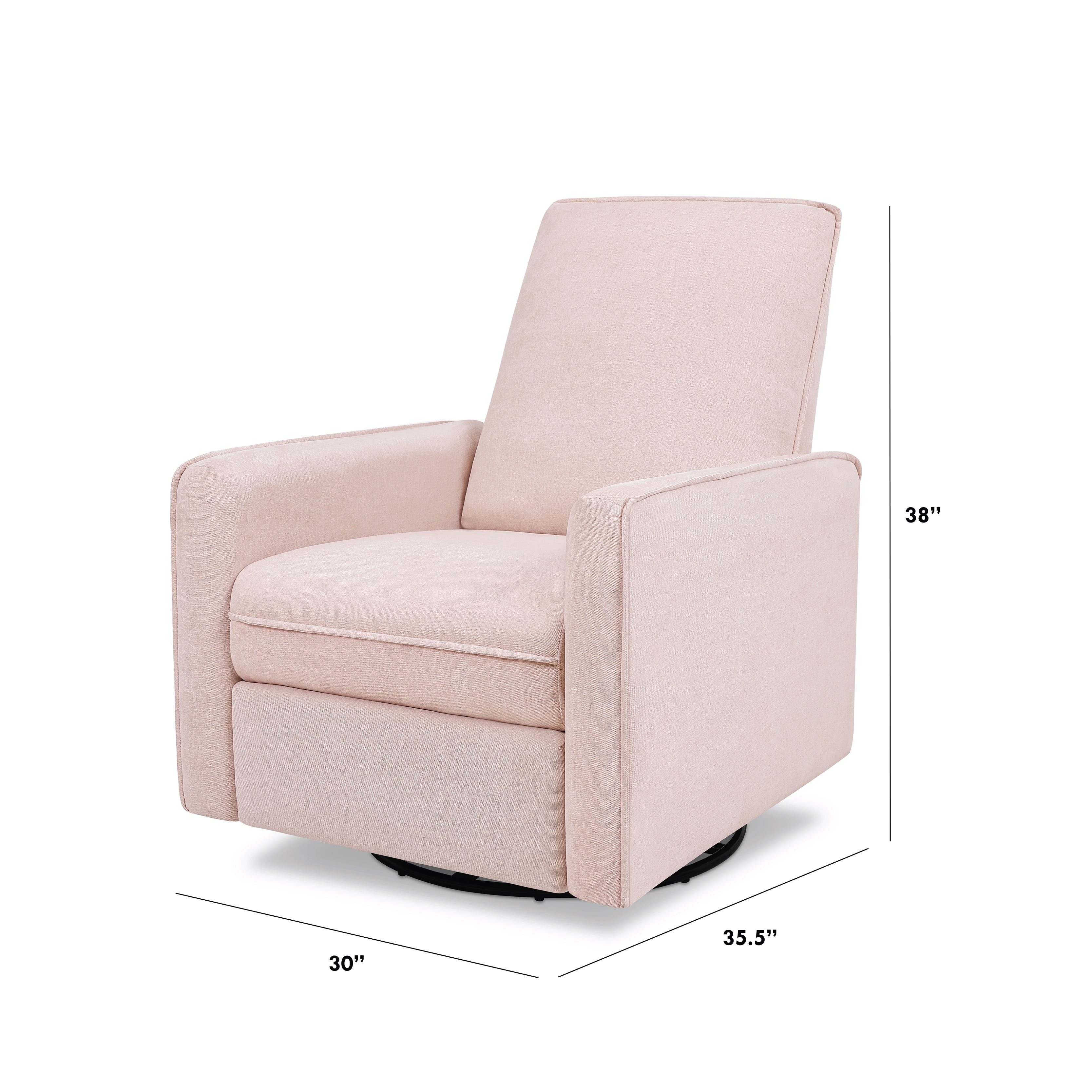daVinci Penny Swivel Recliner, Performance Pale Blush Pink Eco-Weave